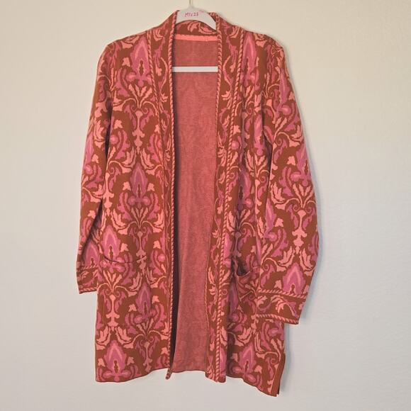 Issac Mizrahi open front cardigan Apple Spice prints - Picture 3 of 4